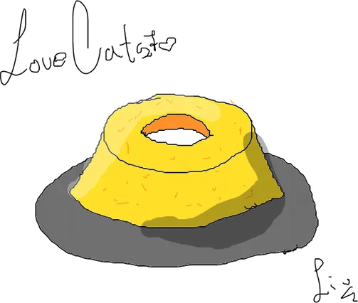 Ilustração de um bolo de fubá amarelo em forma de anel sobre um prato.